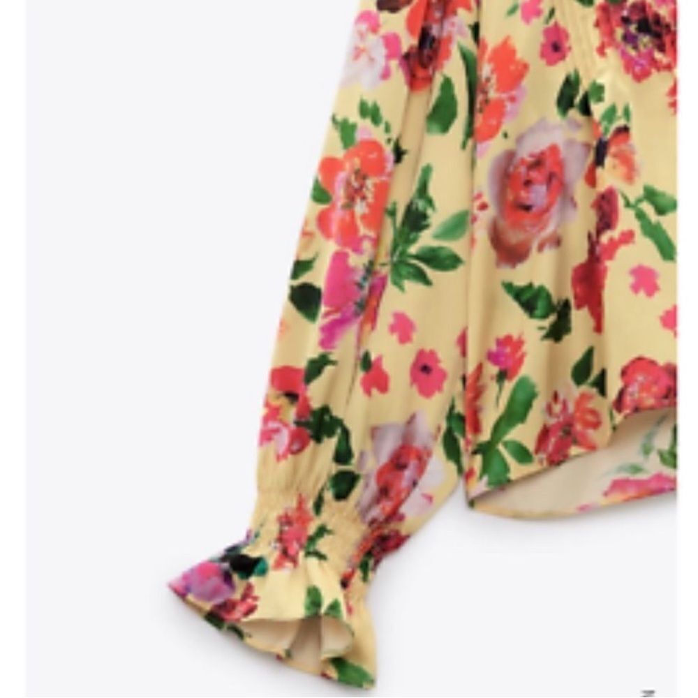 ZARA FLORAL PRINT RUFFLED SHIRT - Picture 7 of 8